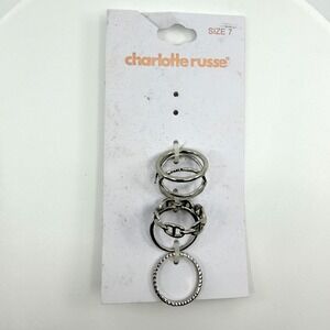 Vintage Charlotte Russe Y2K Silver Tone 6pc Stacking Ring Set Size 7 Classic